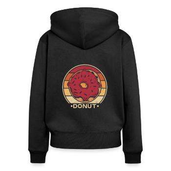 beignet rétro glacé Maker Lover Donut - Sweat à capuche zippé Premium bio Femme - noir - Dos - Julia (174cm)