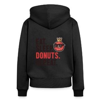 Eat Sleep Donuts Repeat Donuts Maker glasiert - Frauen Premium Bio Zip Hoodie - Schwarz - Hinten - Julia (174cm)