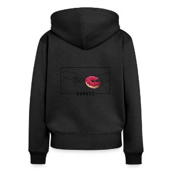 Michelangelo Création d’Adam Donuts Beignet - Sweat à capuche zippé Premium bio Femme - noir - Dos - Julia (174cm)