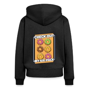 Schauen Sie sich meinen Sixpack Doughnut Glazed Maker Lover an - Frauen Premium Bio Zip Hoodie - Schwarz - Hinten - Julia (174cm)