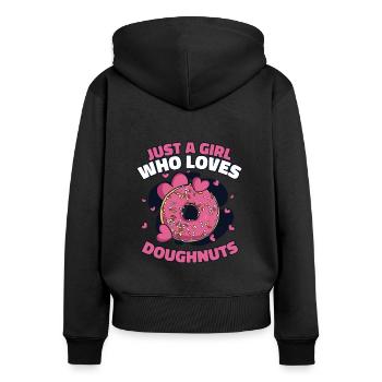 Girl Who Loves Doughnuts Doughnut Maker Glazed - Women's Premium Organic Zip Hoodie - black - Back - Julia (174cm)