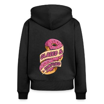 Glasierter und verwirrter Donut-glasierter Maker-Liebhaber - Frauen Premium Bio Zip Hoodie - Schwarz - Hinten - Julia (174cm)