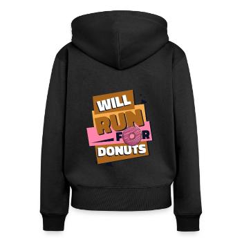 Will Run For Donuts Doughnut Maker Glazed Lover - Women's Premium Organic Zip Hoodie - black - Back - Julia (174cm)
