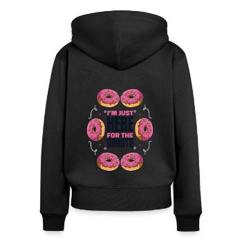 Just Here For The Donuts Doughnut Maker Glazed - Women's Premium Organic Zip Hoodie - black - Back - Julia (174cm)