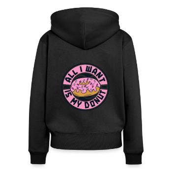 Alles, was ich will, ist mein Donut-Donut-Maker glasiert - Frauen Premium Bio Zip Hoodie - Schwarz - Hinten - Julia (174cm)