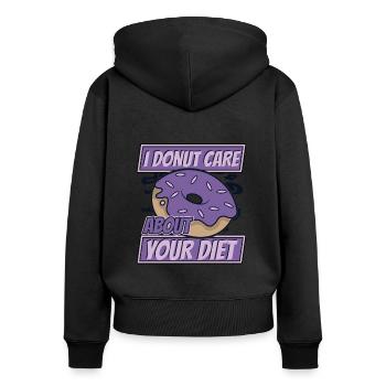 I Donut Care About Your Diet Donut, glasiert - Frauen Premium Bio Zip Hoodie - Schwarz - Hinten - Julia (174cm)