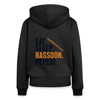 Essen Schlaf Fagott Wiederholen Fagott Instrument Musik - Frauen Premium Bio Zip Hoodie - Schwarz - Hinten - Julia (174cm)