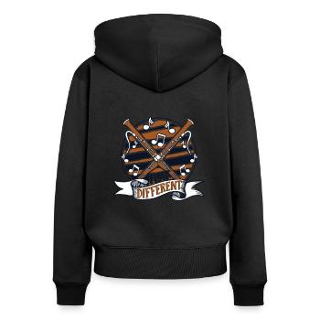 Spielen Sie verschiedene Fagottinstrumente, Aerophon-Musik - Frauen Premium Bio Zip Hoodie - Schwarz - Hinten - Julia (174cm)