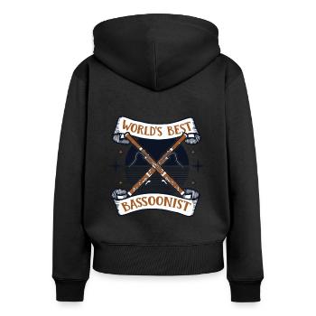 Der weltbeste Aerophon Musik - Frauen Premium Bio Zip Hoodie - Schwarz - Hinten - Julia (174cm)
