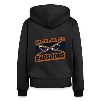 Leicht abgelenkt von Fagotten Aerophon Musik - Frauen Premium Bio Zip Hoodie - Schwarz - Hinten - Julia (174cm)