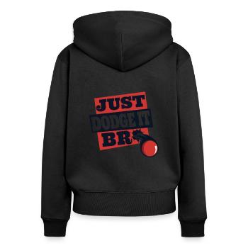 Just Bro Spiel Prisonball Teamspieler Völkerball - Frauen Premium Bio Zip Hoodie - Schwarz - Hinten - Julia (174cm)