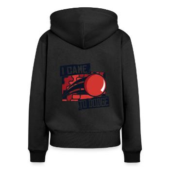 Ich bin zum Spiel Prisonball gekommen Teamplayer Völkerball - Frauen Premium Bio Zip Hoodie - Schwarz - Hinten - Julia (174cm)