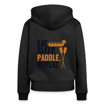 Eat Sleep Paddle Repeat Team Paddler Drummer - Women's Premium Organic Zip Hoodie - black - Back - Julia (174cm)