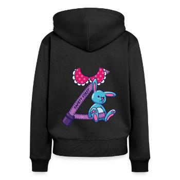 Safety First Sicherheitsgurt Sicherheit - Frauen Premium Bio Zip Hoodie - Schwarz - Hinten - Julia (174cm)