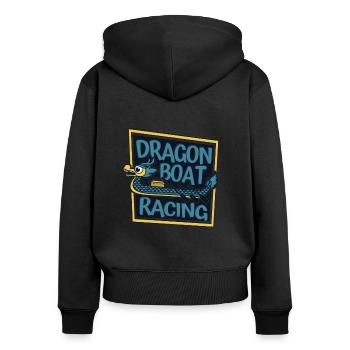 Drachenboot-Rennteam Paddler Trommler Liebhaber - Frauen Premium Bio Zip Hoodie - Schwarz - Hinten - Julia (174cm)