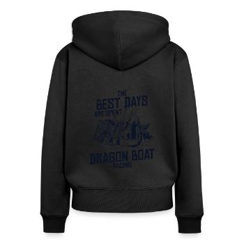 Die besten Tage verbringt man mit dem Drachenboot-Rennteam - Frauen Premium Bio Zip Hoodie - Schwarz - Hinten - Julia (174cm)