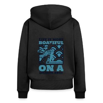 La vie est plus agitée sur un tambour de bateau-dragon - Sweat à capuche zippé Premium bio Femme - noir - Dos - Julia (174cm)