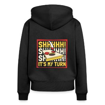 Psst, ich bin dran Spielbretter Sitzsack - Frauen Premium Bio Zip Hoodie - Schwarz - Hinten - Julia (174cm)