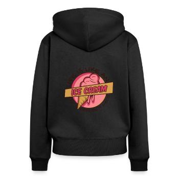 Das Leben ist wie eine Eismaschine Gelato Lover Eis - Frauen Premium Bio Zip Hoodie - Schwarz - Hinten - Julia (174cm)