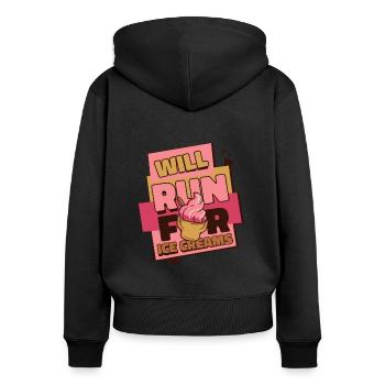 Va courir pour les glaces Gelato Maker Lover Ice - Sweat à capuche zippé Premium bio Femme - noir - Dos - Julia (174cm)