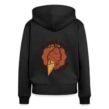 Nur hier für den Eiscreme-Gelato-Maker-Liebhaber - Frauen Premium Bio Zip Hoodie - Schwarz - Hinten - Julia (174cm)