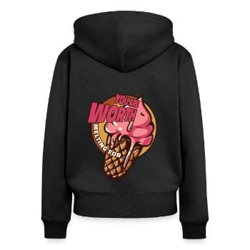 You Are Worth Melting For Maker Gelato Lover Ice - Sweat à capuche zippé Premium bio Femme - noir - Dos - Julia (174cm)