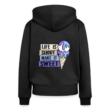 La vie est courte Make It Sweet Gelato Maker Lover - Sweat à capuche zippé Premium bio Femme - noir - Dos - Julia (174cm)