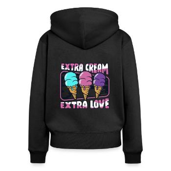 Extra Cream Extra Love Maker Gelato Frozen - Sweat à capuche zippé Premium bio Femme - noir - Dos - Julia (174cm)