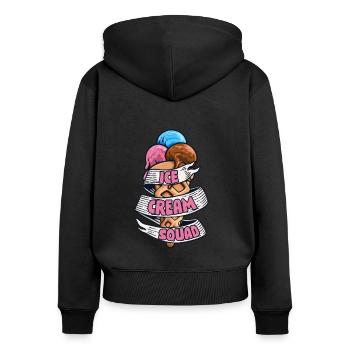 Ice Cream Squad Gelato Maker Amateur de desserts glacés - Sweat à capuche zippé Premium bio Femme - noir - Dos - Julia (174cm)