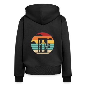 Retro Repair Inspector Technician Elevator - Women's Premium Organic Zip Hoodie - black - Back - Julia (174cm)