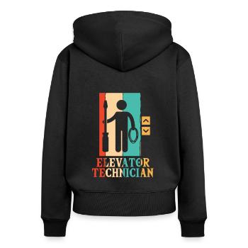 Retro Repair Inspector Technician Elevator - Women's Premium Organic Zip Hoodie - black - Back - Julia (174cm)