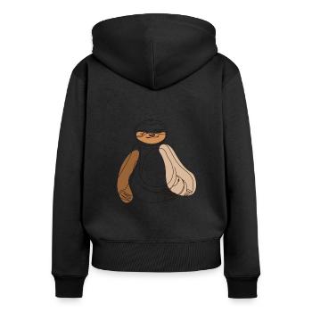 Lineart Pilosa folivora Chien d’amour à gorge brune paresseux - Sweat à capuche zippé Premium bio Femme - noir - Dos - Julia (174cm)