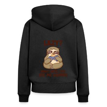 Warte, bis du mich beim Spielen mit brauner Kehle siehst - Frauen Premium Bio Zip Hoodie - Schwarz - Hinten - Julia (174cm)
