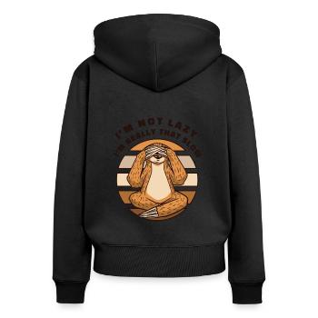 Ich bin wirklich so langsam Pilosa Folivora - Frauen Premium Bio Zip Hoodie - Schwarz - Hinten - Julia (174cm)