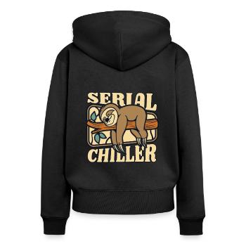 Serial Chiller Folivora Brown-Throated Pilosa - Women's Premium Organic Zip Hoodie - black - Back - Julia (174cm)
