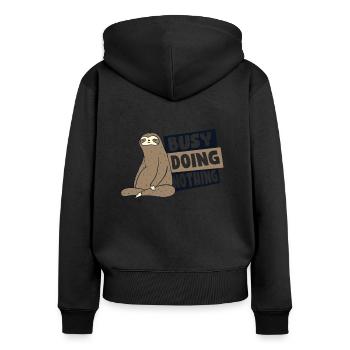 Busy Doing Nothing Brown-Throated Pilosa Folivora - Women's Premium Organic Zip Hoodie - black - Back - Julia (174cm)