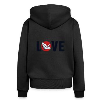 Origami amour grue en papier pliant hibou maître - Sweat à capuche zippé Premium bio Femme - noir - Dos - Julia (174cm)