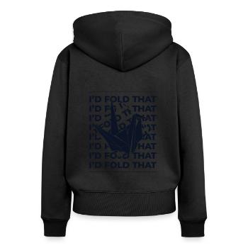 I'd Fold That Owl Paper Crane Folding Master - Women's Premium Organic Zip Hoodie - black - Back - Julia (174cm)
