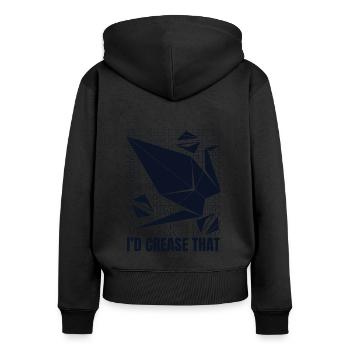 Ich würde den Eulen-Papierkran-Faltmeister zerknittern - Frauen Premium Bio Zip Hoodie - Schwarz - Hinten - Julia (174cm)