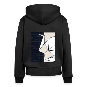 Falten Eule Papierkranich Meister Origami - Frauen Premium Bio Zip Hoodie - Schwarz - Hinten - Julia (174cm)