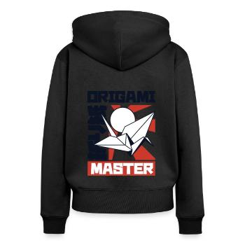 Origami Master Papierkranich Falteul Meister - Frauen Premium Bio Zip Hoodie - Schwarz - Hinten - Julia (174cm)