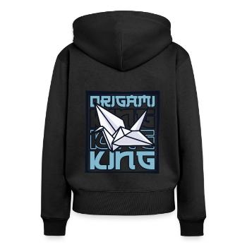 Origami King Papierkranich Falten Eule Master - Frauen Premium Bio Zip Hoodie - Schwarz - Hinten - Julia (174cm)