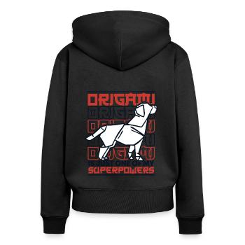 Just One Of My Superpowers Paper Crane Folding - Women's Premium Organic Zip Hoodie - black - Back - Julia (174cm)