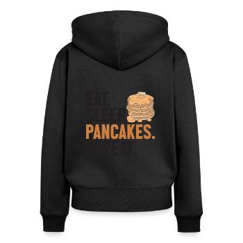 Manger des crêpes pour dormir Répéter les recettes Griddlecake - Sweat à capuche zippé Premium bio Femme - noir - Dos - Julia (174cm)