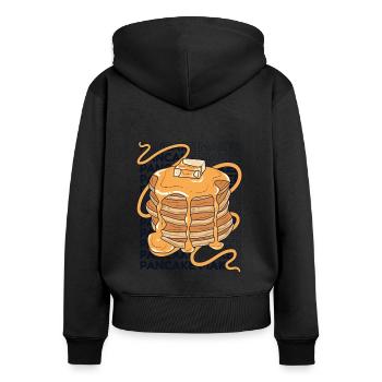 Recettes de crêpière Flapjack Griddlecake - Sweat à capuche zippé Premium bio Femme - noir - Dos - Julia (174cm)