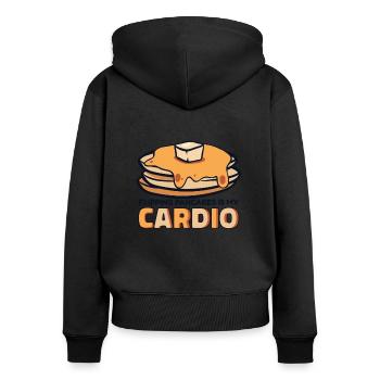 Das Wenden von Pfannkuchen ist mein Liebhaber von Cardio-Rezepten - Frauen Premium Bio Zip Hoodie - Schwarz - Hinten - Julia (174cm)