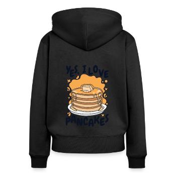 j’aime les recettes de crêpes Griddlecake Lover - Sweat à capuche zippé Premium bio Femme - noir - Dos - Julia (174cm)