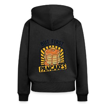 Mais d’abord recettes de crêpes Griddlecake Lover - Sweat à capuche zippé Premium bio Femme - noir - Dos - Julia (174cm)