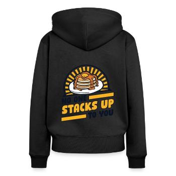 Personne ne s’empile jusqu’à vous Recettes Griddlecake - Sweat à capuche zippé Premium bio Femme - noir - Dos - Julia (174cm)