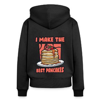 Ich mache die besten Pfannkuchen Rezepte Flapjack Pfannkuchen - Frauen Premium Bio Zip Hoodie - Schwarz - Hinten - Julia (174cm)